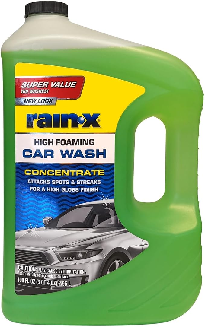 Rain-X 620191 Car Wash - 100 fl oz. High-Foaming, Concentrated Formula for Greater Cleaning Action, Safely Lifting Dirt, Grime and Residues for an Exceptional Clean