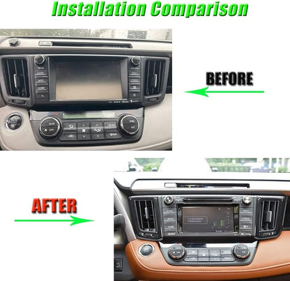 BOYUER for Toyota RAV4 2013 2014 2015 2016 2017 2018 2PCS ABS Dashboard Central Console Air Conditioning A/C Vent Panel Frame Interior Decoration Trim Accessories(Carbon Fiber) Enhance Fashion Sense