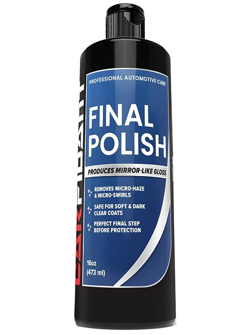 Carfidant Final Polish - Ultra Fine Finishing Polish for Cars - Removes Micro Haze Swirl Marks & Micro Marring - Mirror Gloss Car Polish - Safe for Dark Paint Clear Coat - Pre Wax Ceramic Prep - 16 oz