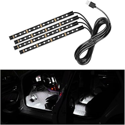 Ohleats Car LED Strip Light, 48 LED RGB Auto Interior Atmosphere Lights, Cigarette Lighter Under Dash Ambient Night Light, Interior Lamp Lighting Kit (White, USB)