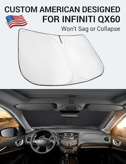 Proadsy 2026 Upgrade Front Windshield Sun Shade Foldable Sunshade Protector Custom Fit 2014-2021 Infiniti QX60 Accessories