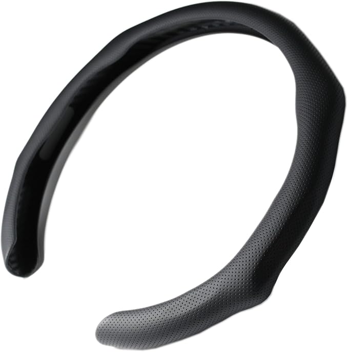 Quick Install Sporty Black Perforated Nappa Leather Steering Wheel Cover for All 14½ to 15 inches Car Sedan Coupe SUV Pickup 14.5 to 15