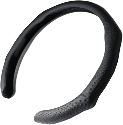 Quick Install Sporty Black Perforated Nappa Leather Steering Wheel Cover for All 14½ to 15 inches Car Sedan Coupe SUV Pickup 14.5 to 15