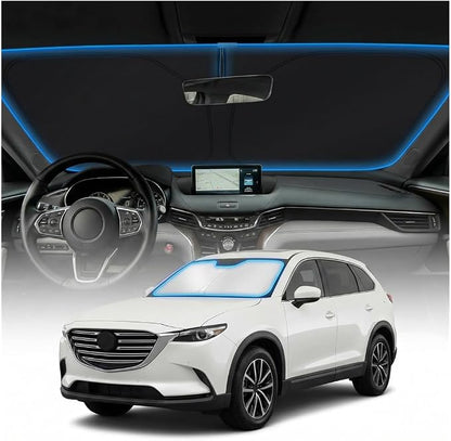 for Mazda CX9 Sun Shade Windshield Cover - Custom Fit CX-9 Accessories 2016-2023 2024 2025 2026 Sunshade Foldable UV Protection & Heat Shield Sun Visor Accessories