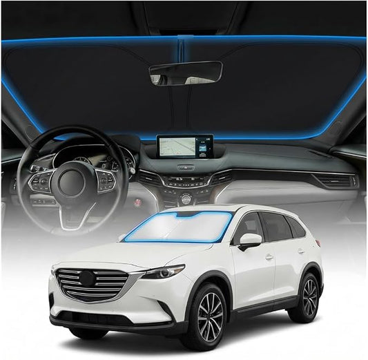 for Mazda CX9 Sun Shade Windshield Cover - Custom Fit CX-9 Accessories 2016-2023 2024 2025 2026 Sunshade Foldable UV Protection & Heat Shield Sun Visor Accessories