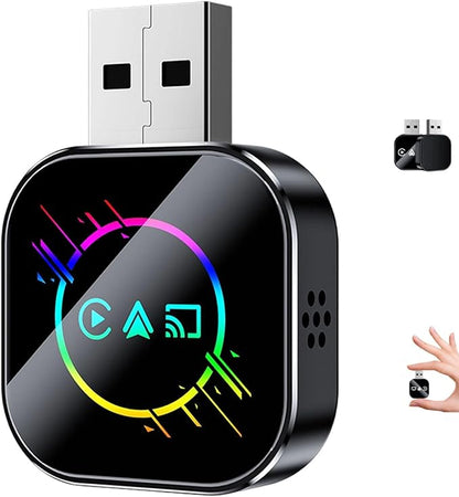 2026 Upgrade 3 in 1 Screen Mirror iOS Phone, Wired to Wireless Carplay Adapter, Mini USB Design Car Play Adapter with Type-C Extension, Plug and Play (Colorful Black, for Android)
