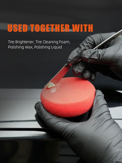 Foam Applicator Pads, SPTA 4 Inch Round Shape Side Pressing Hand Polishing Red Sponge Pads Kit Detailing Buffing Pads for Waxing Polishing Paint Ceramic Glass Cleaning, Pack of 10 -HPWR10