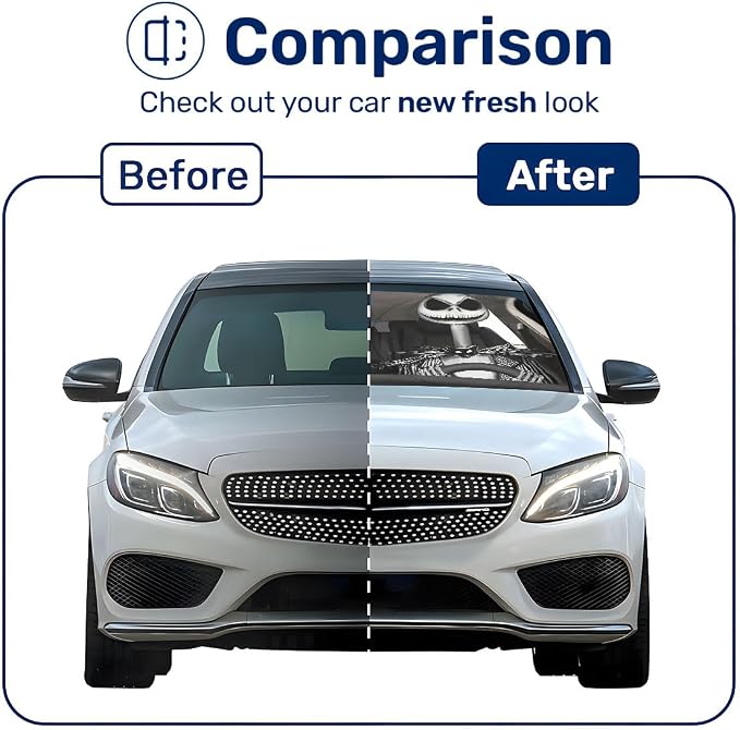 GENANY Horror Couple Windshield Sun Shade for Car SUV Truck (55x29 Inches), Automobile Sunshade, Protector Blocks UV, Car Accessories
