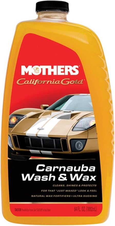 Mothers California Gold Carnauba Wash & Wax,64 oz.—Cleans,Shines & Protects–Gentle,pH Balanced, Ultra-Sudsy for a Spot-Free,Brilliant Finish.Biodegradable&Won't Strip Wax or Ceramic(05674) (Pack of 2)