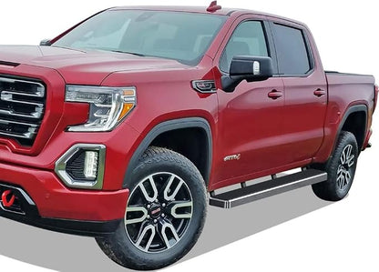 APS 304 Stainless Steel Polished 5in Side Steps Compatible with Chevy Silverado GMC Sierra 1500 2019-2026 Crew Cab & 2500 HD 3500 HD 2020-2026 (Silverado 1500 LTD Sierra 1500 LD 2022)