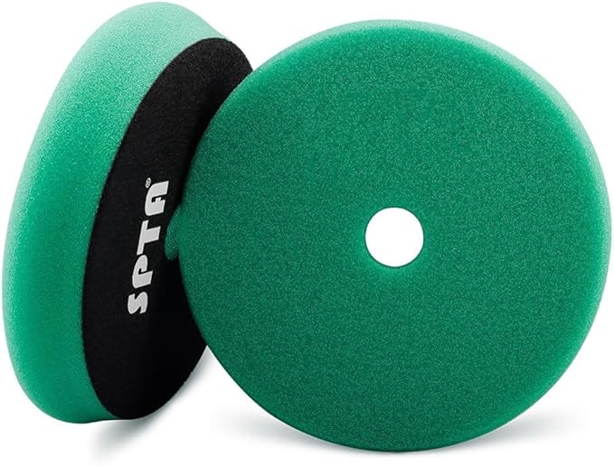 SPTA Green T120 Heavy-Cut Polishing Foam Pad, 1Pc 6.5 Inch Face for 6 Inch 150mm Backing Plate Compound Buffing Sponge Pads for Car Buffer Polisher Compounding, Polishing and Waxing -FPBFS6G