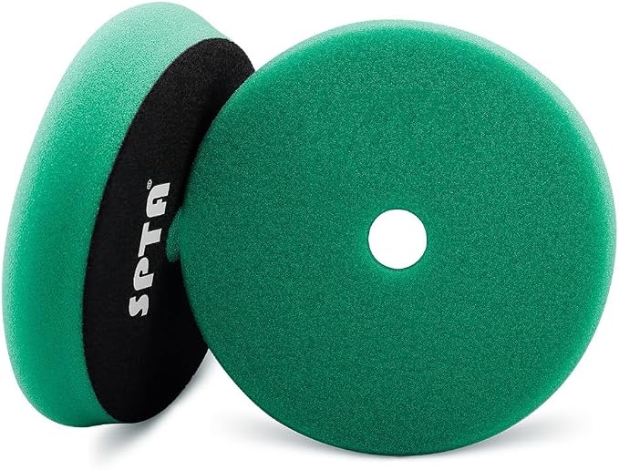 SPTA Green T120 Heavy-Cut Polishing Foam Pad, 1Pc 3.5 Inch Face for 3 Inch 80mm Backing Plate Compound Buffing Sponge Pads for Car Buffer Polisher Compounding, Polishing and Waxing -FPBFS3G