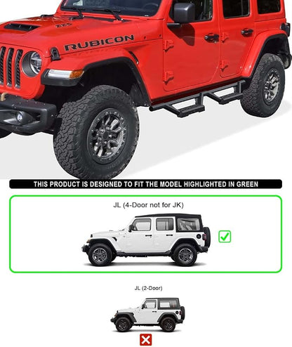 APS Drop Steps Running Boards Compatible with Jeep Wrangler JL 2018-2026 4-Door (Include 21-26 4xe) | Stainless Steel Side Steps | Anti-Slip | 500lbs Capacity | 5-Year Warranty