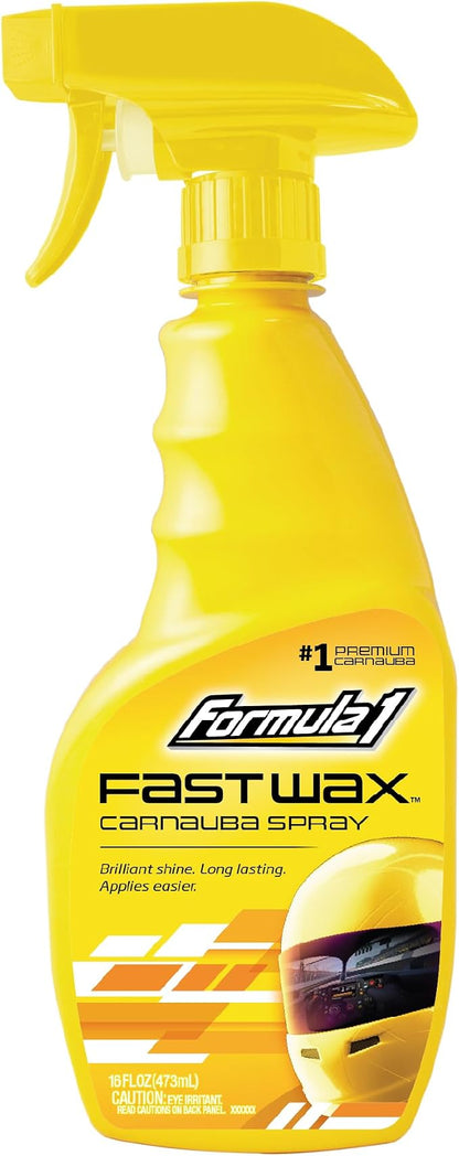 Formula 1 Fast Wax Carnauba Detailing Spray – Car Wax for Natural Gloss – Easy to Use Exterior Detailing Supplies for All Paint Finishes (16 ounce)