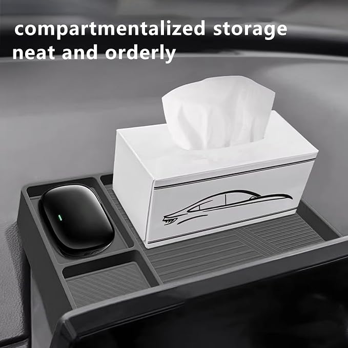 Temmis Dashboard Organizer for Honda CRV 2023-2026 (Gasoline & Hybrid), Silicone Dash Board Tissue Holder Dash Storage Tray Container Box Behind Screen-Black
