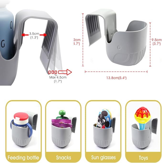 Child Cup Holder for Convertible Car Seats, Car Seat Cup Holder, Baby Stroller Cup Holer Wheelchair Cup Holder, Child Cup Holders Compatible with The Majority of Car Seat Models – Grey