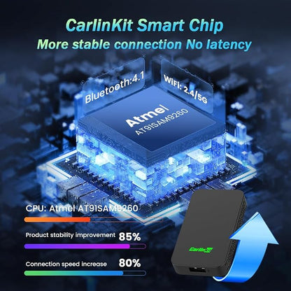 CarlinKit 5.0 Wireless Android Auto & Apple CarPlay Adapter - Fast & Stable USB Dongle for Factory Wired CarPlay Cars - Plug&Play, Easy Setup