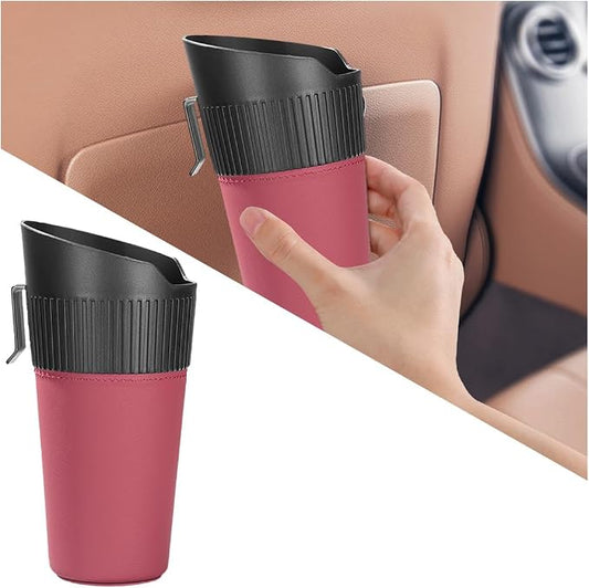 Car Trash Can, Mini Leakproof Vehicle Cup Holder Garbage Container Bin, Portable Automotive Interior Door Trash Storage Organizer Accessories, Universal for Sedan Truck SUV (Red)