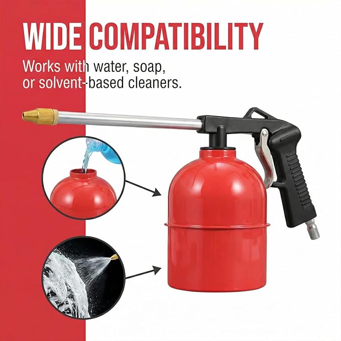 Car Air Engine Cleaning Spray Gun, High-Pressure Vehicle Sprayer Gun Cleaning Tool with Bottle, Automotive Cleaning Degreaser Sprayer Tool, Universal for SUV RV Truck (Aluminum)