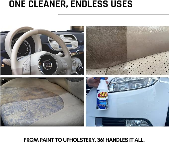Sisbrill 361 Multi Purpose Car Interior Cleaner Spray - Stain Remover Seat Cleaner, Upholstery, Dashboard, Leather - Car Cleaning Supplies Interior and Exterior - Pack of 2 (25 fl oz Each)