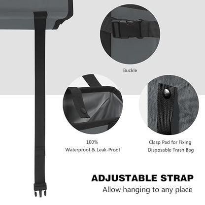 Homelove Car Trash Can, Leak-Proof Waterproof Trash Bin Collapsible Portable Auto Garbage Bag Large Capacity Trashcan Storage Bag Multipurpose Car Organizer Hanging (Gray)