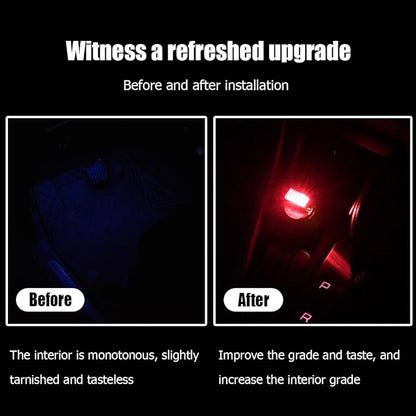 BESULEN Car Interior Atmosphere Lamp, Plug-In USB Interface LED Vehicle Ambient Lighting Kit, Portable Mini Automotive Night Light Decoration Accessories, Universal for SUV, Sedan, Truck (Red)
