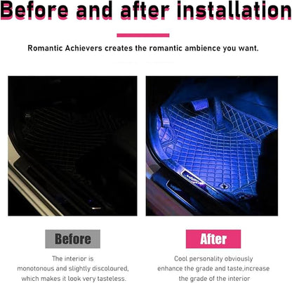 Car LED Strip Light, 24 LEDs RGB Neon Interior Atmosphere Lights, 12V Under Dash Ambient Night Light, Cigarette Lighter Auto Interior Decorative Lamp, Car Accessories (Blue)