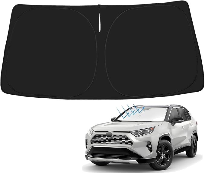 Proadsy Front Windshield Sun Shade Foldable RAV4 Sunshade Protector Custom Fit 2019-2025 2026 RAV-4 SUV Crossover, TRD Off-Road, LE XLE Premium Limited XSE Hybrid Adventure Prime Accessories