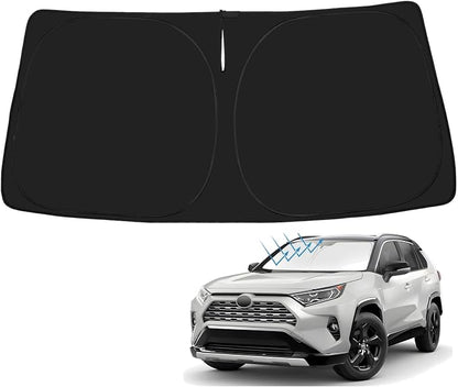 Proadsy Front Windshield Sun Shade Foldable RAV4 Sunshade Protector Custom Fit 2019-2025 2026 RAV-4 SUV Crossover, TRD Off-Road, LE XLE Premium Limited XSE Hybrid Adventure Prime Accessories