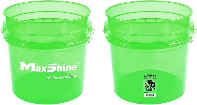 Maxshine 3.5 Gallon Universal Detailing Bucket – Green Car Wash Bucket for Scratch-Free Washing, Garage Storage & Detailing Tools – Holds Soap, Foam Cannon, Microfiber Towels, Brushes & Supplies