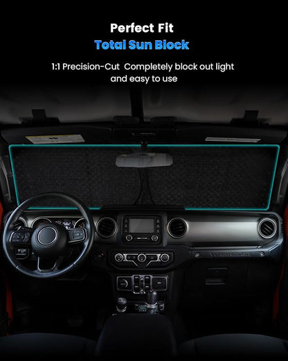 [2026 Upgraded] Weektic Windshield Sun Shade for Toyota Tacoma 2024 2025 2026, 5-Layer Ice Crystal Reflective & Heat Insulating Sunshade for Car Windshield | Silver Foldable Sun Blocker Car Accessoriy