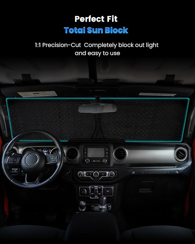 Weektic Windshield Sun Shade for Ford Bronco Sport 2021 2022 2023 2024 2025 2026, 5-Laer Ice Crystal Reflective & Heat Insulating Sunshade for Car Windshield | Silver Foldable Sun Blocker