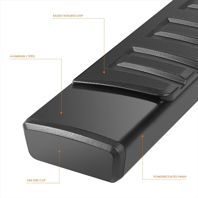 6" Running Boards Compatible with 04-24 Nissan Titan XD King Extended Cab | Aluminum Flat Side Step Nerf Bars for Truck, Heavy Duty Black Powder Coated Step Bars