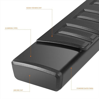 6" Running Boards Compatible with 04-24 Nissan Titan XD King Extended Cab | Aluminum Flat Side Step Nerf Bars for Truck, Heavy Duty Black Powder Coated Step Bars