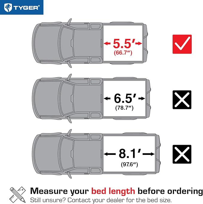 Tyger Auto T1 Soft Roll-up Truck Bed Tonneau Cover Compatible with 2022-2026 Toyota Tundra | 5.5' (67") Bed | TG-BC1T9062