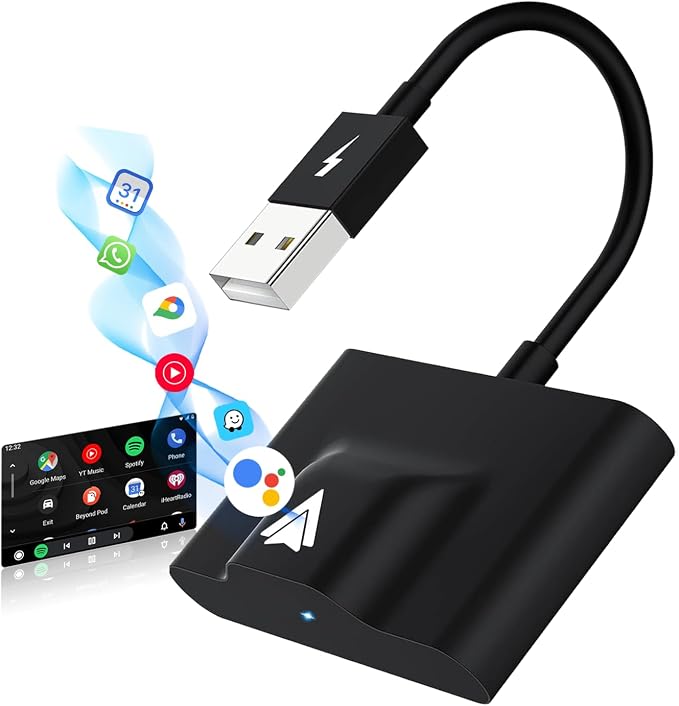 Android Auto Wireless Adapter Compatible with Samsung/Google/Pixel, etc | Wireless Android Auto Adapter for 2017 Later Car, Convert OEM Wired to Wireless, for Android 11+, Stable Bluetooth Connection