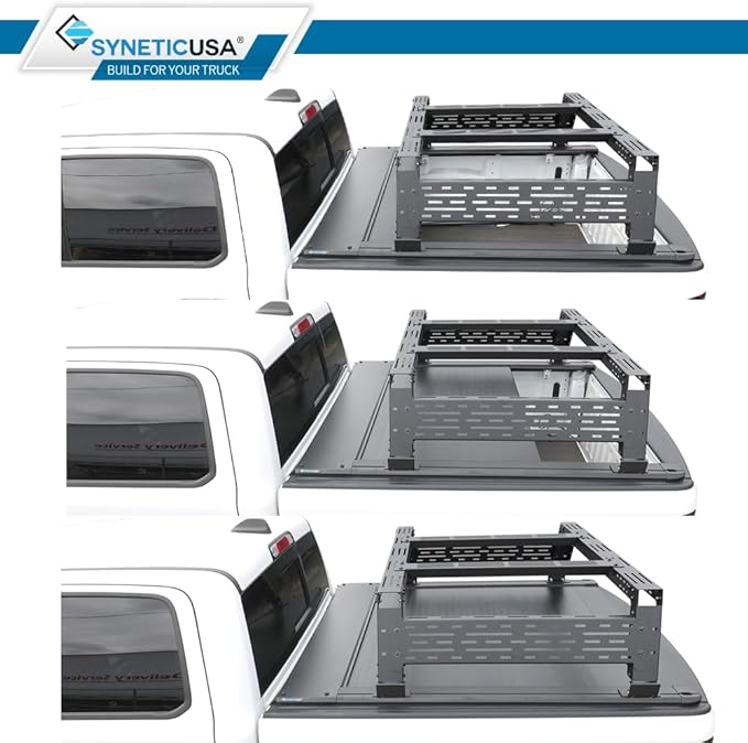 Syneticusa ER Power Retract Hard Tonneau Cover with Rack Kit Fits 2004-2026 Ford F-150 6’7” (78.9”) Truck Bed Off Road Overlanding Retractable