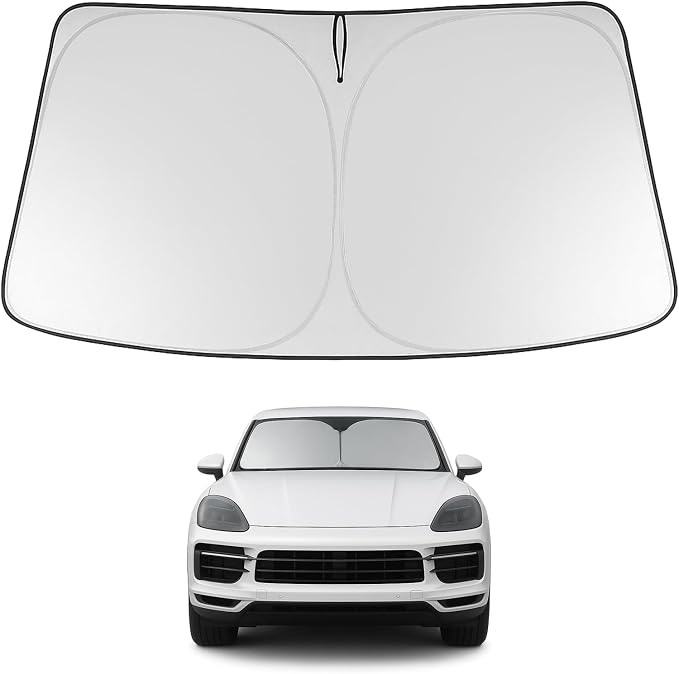 Proadsy 2026 Upgrade Windshield Sun Shade Custom Fit 2019–2025 2026 Porsche Cayenne Foldable Front Sunshade Protector Sun Visor Blocks UV Rays Keep Car Cooler