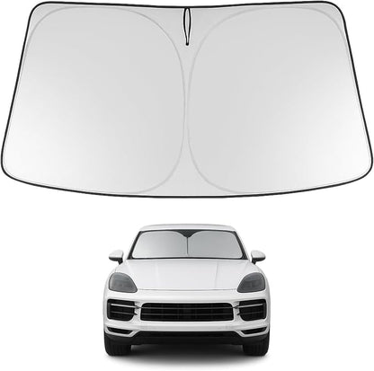 Proadsy 2026 Upgrade Windshield Sun Shade Custom Fit 2019–2025 2026 Porsche Cayenne Foldable Front Sunshade Protector Sun Visor Blocks UV Rays Keep Car Cooler