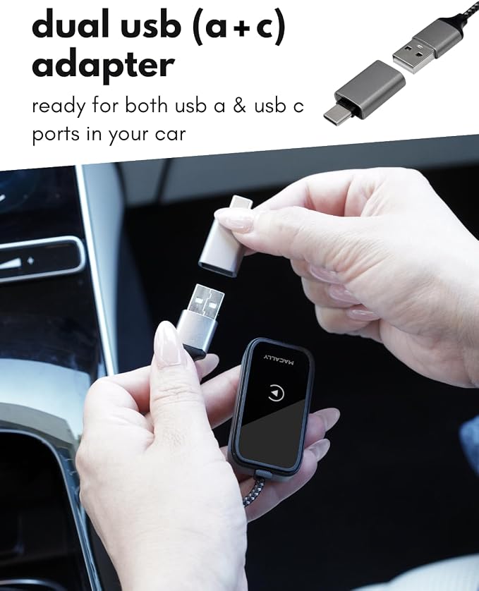 Wireless CarPlay Adapter for iPhone - Go Cordless in Seconds - USB Apple Car Play Wireless Adapter for iPhone 6 or Newer, 2017 Cars or Newer with USB C + A, Seamless, Crisp Sound, Bluetooth/WiFi