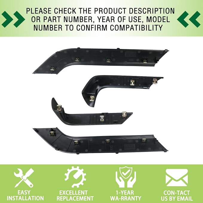 4PCS Door Armrest Cover Trim Kit Front&Rear Left Right Side Door Panel Arm Rest Bezel Black Compatible with 2014-2020 Chevy Silverado GMC Sierra