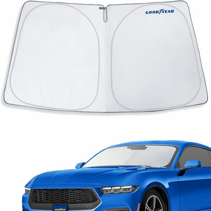 Goodyear Foldable Windshield Sunshade for Ford Mustang 2015-2023, Truck car Accessories, Sunshade Cover, Sun Shade Car Windshield, Window Sun Blocker - GY008290