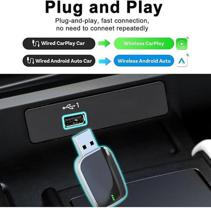 Compatibility with Wireless Android Auto Adapter for Renault Captur/Clio/Kid 2017-2025,Converts Wired to Stable Connection Mini Size Accessories(Android 11+ Only),B