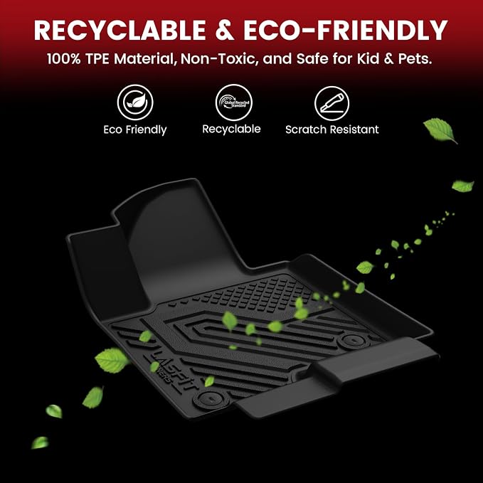 LASFIT Floor Mats Custom Fit for Toyota Corolla Cross 2022-2026（Fit Hybrid Not Fit Gasoline）, All-Weather Protection TPE 1st & 2nd Row Car Liners for Toyota Accsessories, Easy to Clean, Black