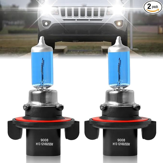 Fit for Jeep Compass 2007 2008 2009 2010 High Performance Halogen Headlight Bulbs,9008/H13 High Low Beam Headlamp Replacement Bulbs Kit, Plug and Play,Pack of 2