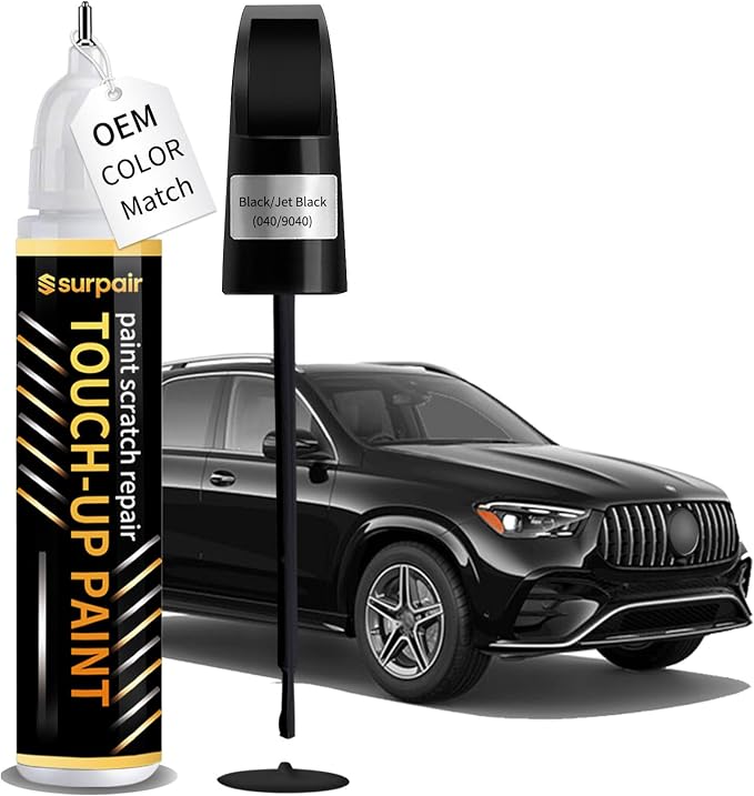 Black/Jet Black 040/9040 Touch up Paint for Mercedes-Benz OEM Color Match Car Scratch Repair Kit for Nicks & Chips Scratches Quick & Easy Paint Fix 2-In-1 Car Scratch Remover Pen