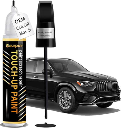 Black/Jet Black 040/9040 Touch up Paint for Mercedes-Benz OEM Color Match Car Scratch Repair Kit for Nicks & Chips Scratches Quick & Easy Paint Fix 2-In-1 Car Scratch Remover Pen
