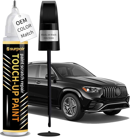 Black/Jet Black 040/9040 Touch up Paint for Mercedes-Benz OEM Color Match Car Scratch Repair Kit for Nicks & Chips Scratches Quick & Easy Paint Fix 2-In-1 Car Scratch Remover Pen