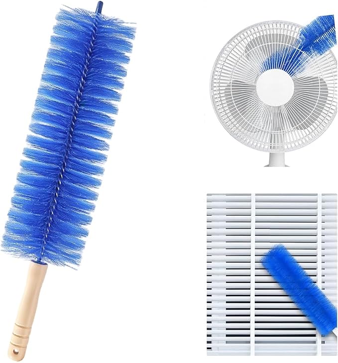 Fan Cleaning Brush, 2026 New Bendable Microfiber Head Dusting Brushes, Reusable Fan Cleaner Brush Dust Remover for Electric Fans, Air Conditioning, Car Vents and Blind，Blue：43cm