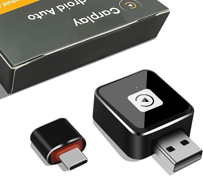 Wireless CarPlay Adapter for iPhone, Converts Factory Wired CarPlay to Wireless, Plug & Play Auto Reconnect, USB-A Dongle + USB-C Adapter, for Cars with OEM Wired CarPlay (iOS 10+, Car Model 2016+)